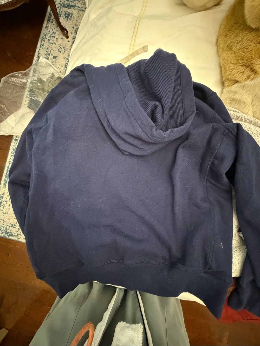Polo by Ralph Lauren Navy Zip-Up Hoodie with Yellow Pony - Picture 3 of 4